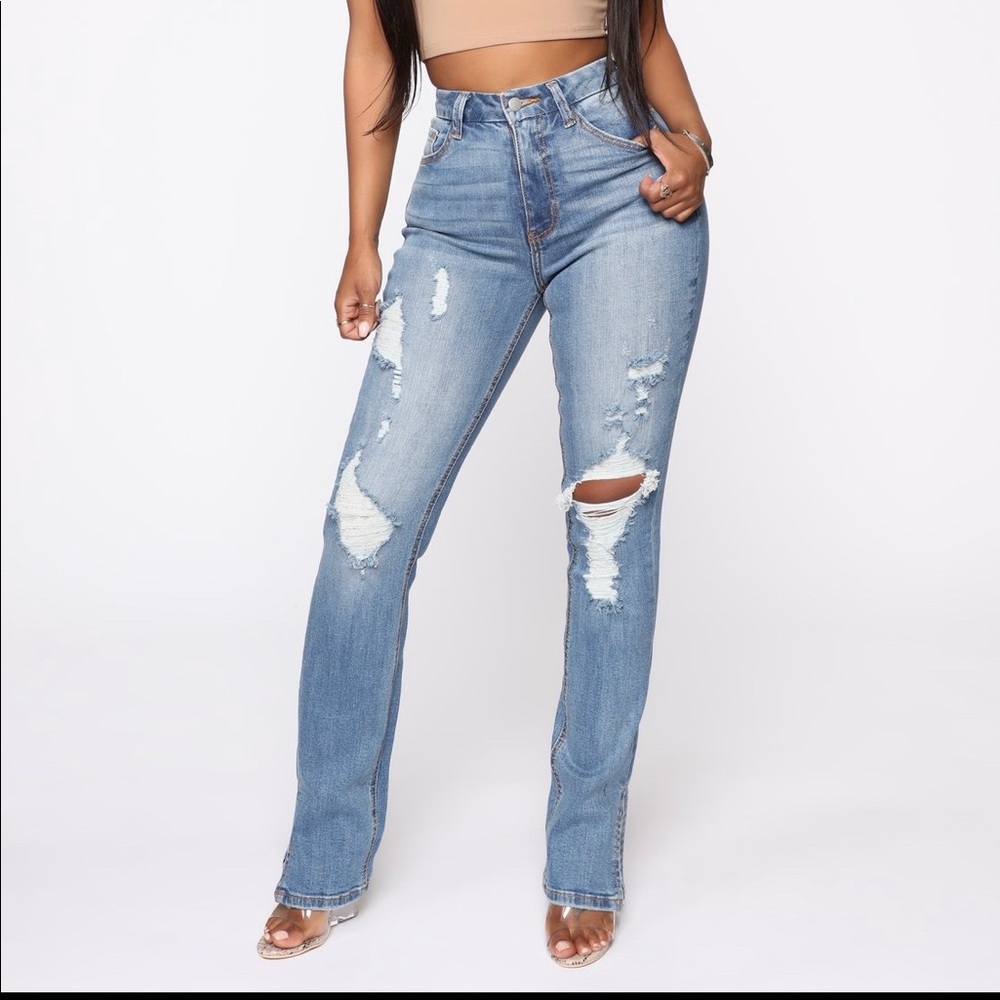 Fashion nova high waisted jeans.